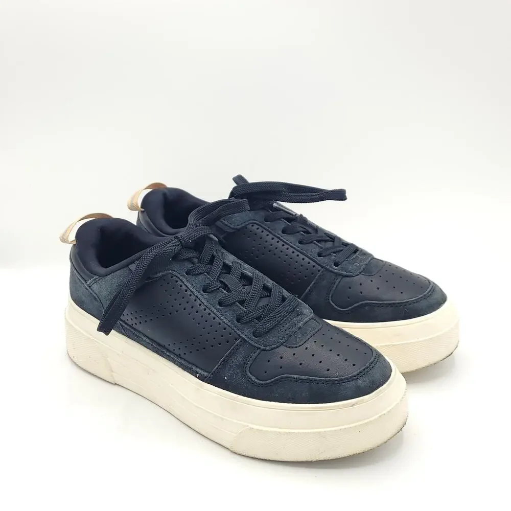 B42 Le Tigre Midtown Women's Black Suede Low Top Platform Sneakers Size 7.5